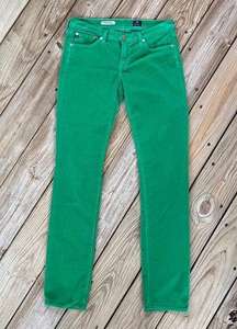 AG Adriano Goldschmied Women's The Stevie Slim Straight Green Corduroys Size 28R