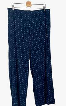 J Jill Pants Size L wide leg Navy White Polka Dot