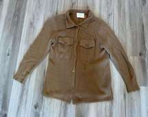 All : Row M Camel Brown Button Up Shacket