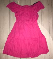 off the shoulder pink dress with hidden zipper