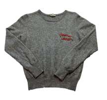 Cashmere Wool Sweater Forever Ever Gray Womens L Embroidered