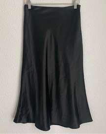 Black silky midi high waist slip skirt size XS / S