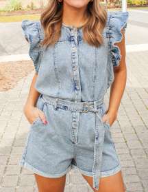 Ruffle Denim Romper