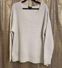 A.N.A. A New Approach Ivory Cream Gold Metallic Chunky Knit Sweater XL