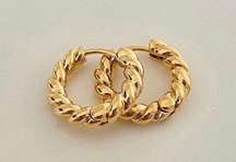 18K Gold Plated Twist Small Hoop Earrings for Women