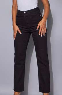 Black High Waisted Straight Leg Jeans