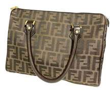 Fendi Brown All Over F Print Satchel Handbag Designer Authentic Leather