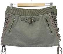 Vintage Y2K Da-Nang Surplus Side Lace Skirt Army Olive Green Size Medium RARE