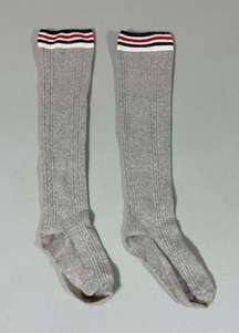 Gray Grey Retro Striped Ringer Crew Socks Hosiery O/S 💙