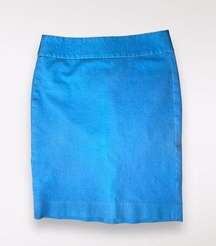 Stretch Pencil Skirt Aqua Blue Cotton Blend 6