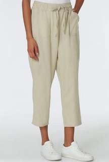 NEW  Tan Khaki Linen Drawstring High Waist Cropped Pants Size 8