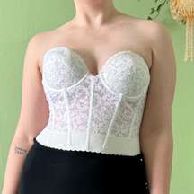 Frederick's Of Hollywood White Lace Bustier Top