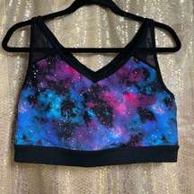 Torrid Active Galaxy Mesh Strappy Sports Bra Black Blue Space 2X 18/20