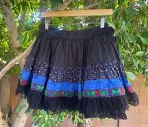 Retro Natural Elements Skirt Womens Small Black Tulle Retro Boho Western Mini