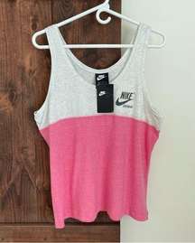 Nike Sportswear Tank Womens XL pink Colorblock Vtg Logo Athletic New