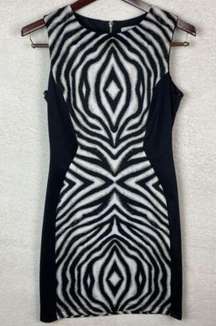 Bisou Bisou‎ Michele Bohbot Black Tan White Zebra Print Business Size 10