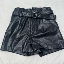 Black leather shorts