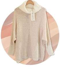 Moon & Madison Turtleneck Cream Knit Sweater Small