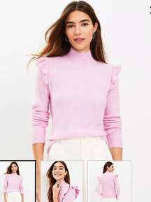 Loft Shoulder Ruffle Mock Neck Sweater