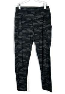 Black Camo Camouflage Print Stretchy Athletic Pocket Leggings Medium M Gym