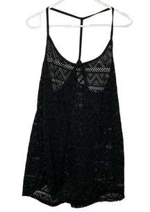 Joe Boxer Black Mesh Stretchy Spaghetti Strap Swimsuit Coverup