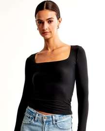 Abercrombie and Fitch Soft Matte Seamless Squareneck Long-Sleeve