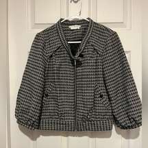 To The Max Wool Blend Houndstooth Cropped Zip Up Jacket Size Small