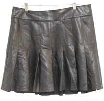 Womens Abercrombie & Fitch Black Vegan Leather Pleated Knee-Length Skirt Size L