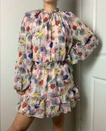 NSR NWT Pink Floral Printed Ruffle Balloon Sleeve Mini Dress Size Medium