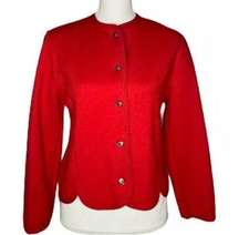 Womens Archie Brown & Son Of Bermuda Red 100% Pure New Wool Sweater Jacket S