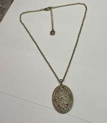 Monet Costume Necklace Gold Tone / Rhinestone Pendant