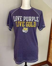 ProEdge LSU Tigers Love Purple Live Gold Collegiate Short Sleeve Tee Small