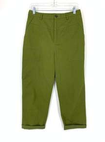 Tularosa Women's Size M Flat Front Casual Crop Pants High Rise Solid Green