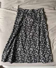 Black And White Floral Midi Skirt