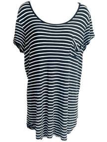 Body Glove striped scoop neck tunic top cap sleeve black white stretchy …