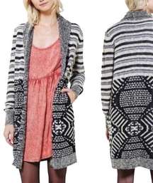 Ecote women's tribal striped long open front knit duster cardigan