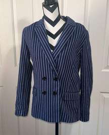 LUCCA COUTURE X WILDFANG Blue & White Striped Blazer