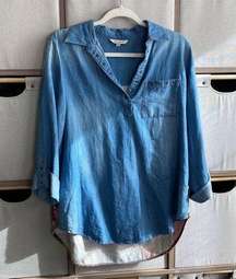 John Mark mixed media denim shirt