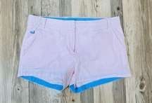 The Brighton Seersucker Chino Short in Pink Stripe by Southern Marsh s…