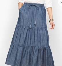 Talbots Tiered Denim Maxi Skirt