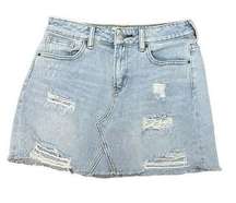 Pacsun Denim Skirt Size 25 Womens Blue Jean Raw Hem Short Pockets Casual Mini