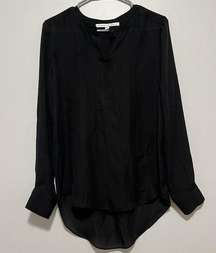 Veronica Beard Black Silk Semi-Sheer Tunic Blouse Size 6