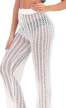 NWT White Crocheted Draw String Cover Up Pants