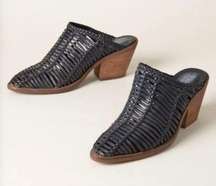 NEW Vero Cruz X Sundance Bella  Woven Leather Mules Shoes: Black