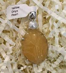 Yellow Onyx Pearl,  925 Sterling Silver Pendant.