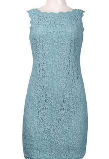 ADRIANNA PAPELL SLEEVELESS SCALLOPED LACE SHEATH DRESS, SIZE 2