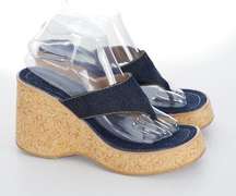 Vintage y2k Splash Fashion Denim Platform Thong Heels Size 8