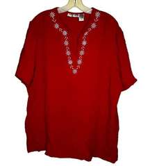 Cathy Daniels Red Embroidered Top