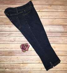 DKNY Dark Wash Denim Side Slit Capris 4