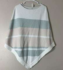 Barefoot Dreams CozyChic Ultra Lite Striped Soft Fuzzy Poncho One Size Sweater